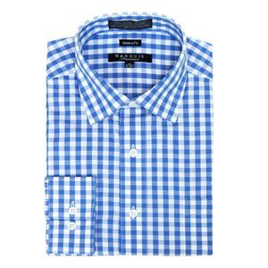 2X Marquis Blue Gingham Dress Shirt Long Sleeve  2XL 18 -18.5